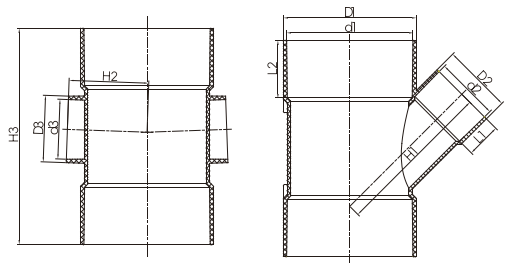 45° Jonction avec port