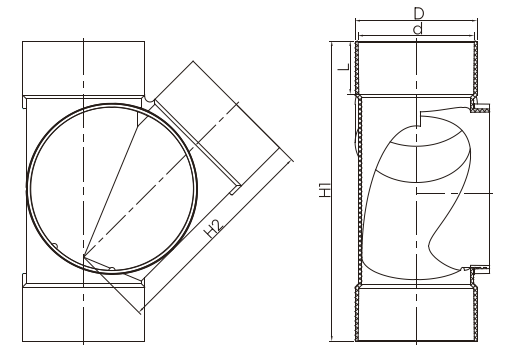 JONCTION D'ACCÈS LATÉRAL 45° DROITE GRANDE ROUE F/F