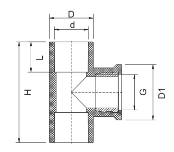Té fileté en cuivre PVC PN10