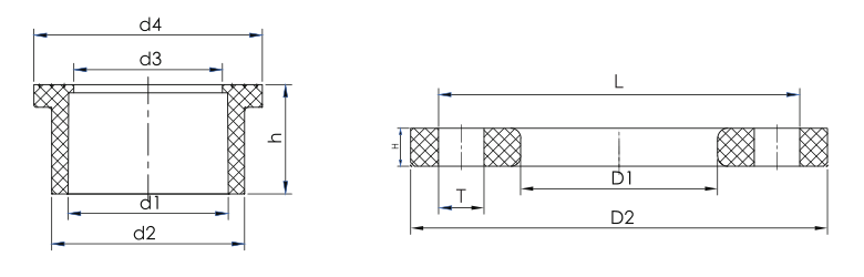 BRIDE PLANE EN PVC PN10 ET TUYAU COURT POUR BRIDE