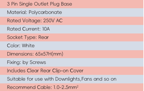 Base de prise &agrave; prise unique GYPB02, 3 broches