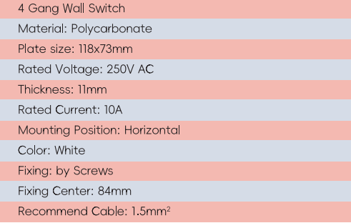 GYS04 Interrupteur mural 4 gangs