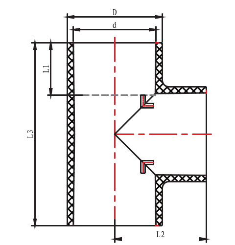 LAUST01 TÉ DROIT TYPE L