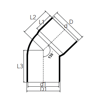 UDR003 COUDE 45° M/F
