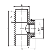 TÉ FEMELLE PVC SCH80 AVEC LAITON