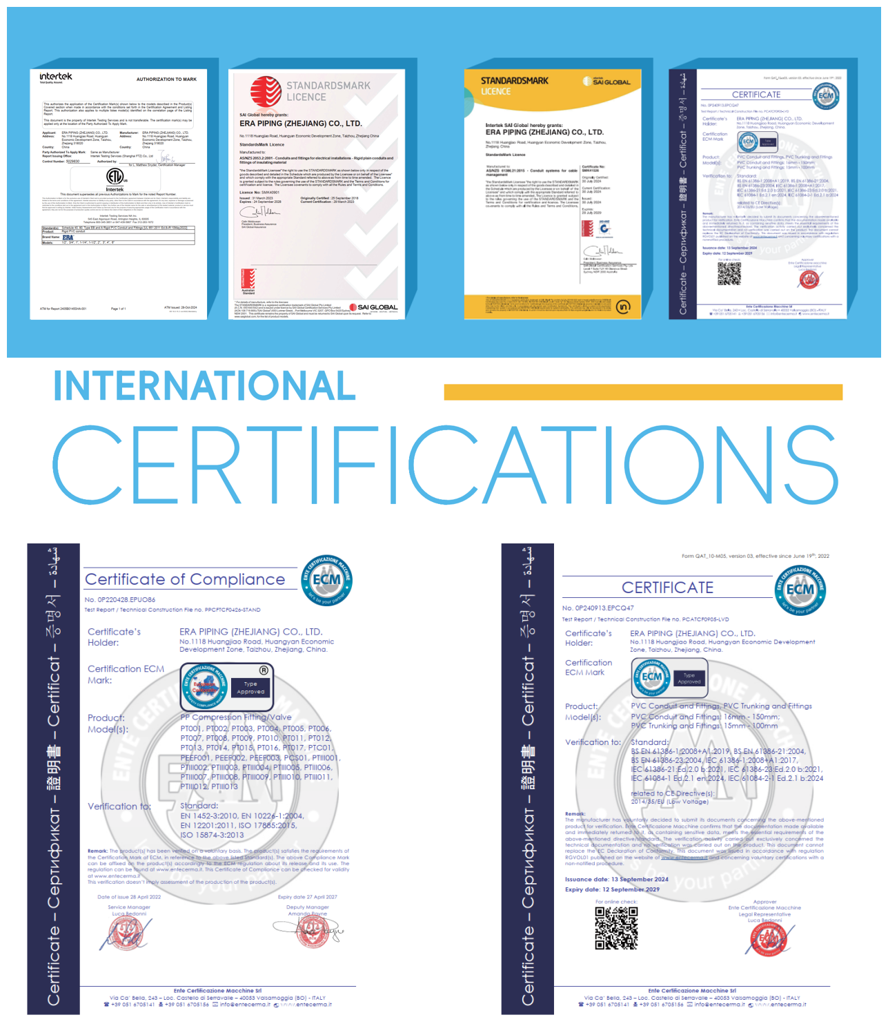 certificats de conduit