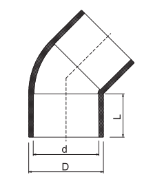 Coude en PVC SCH40 à 45 degrés