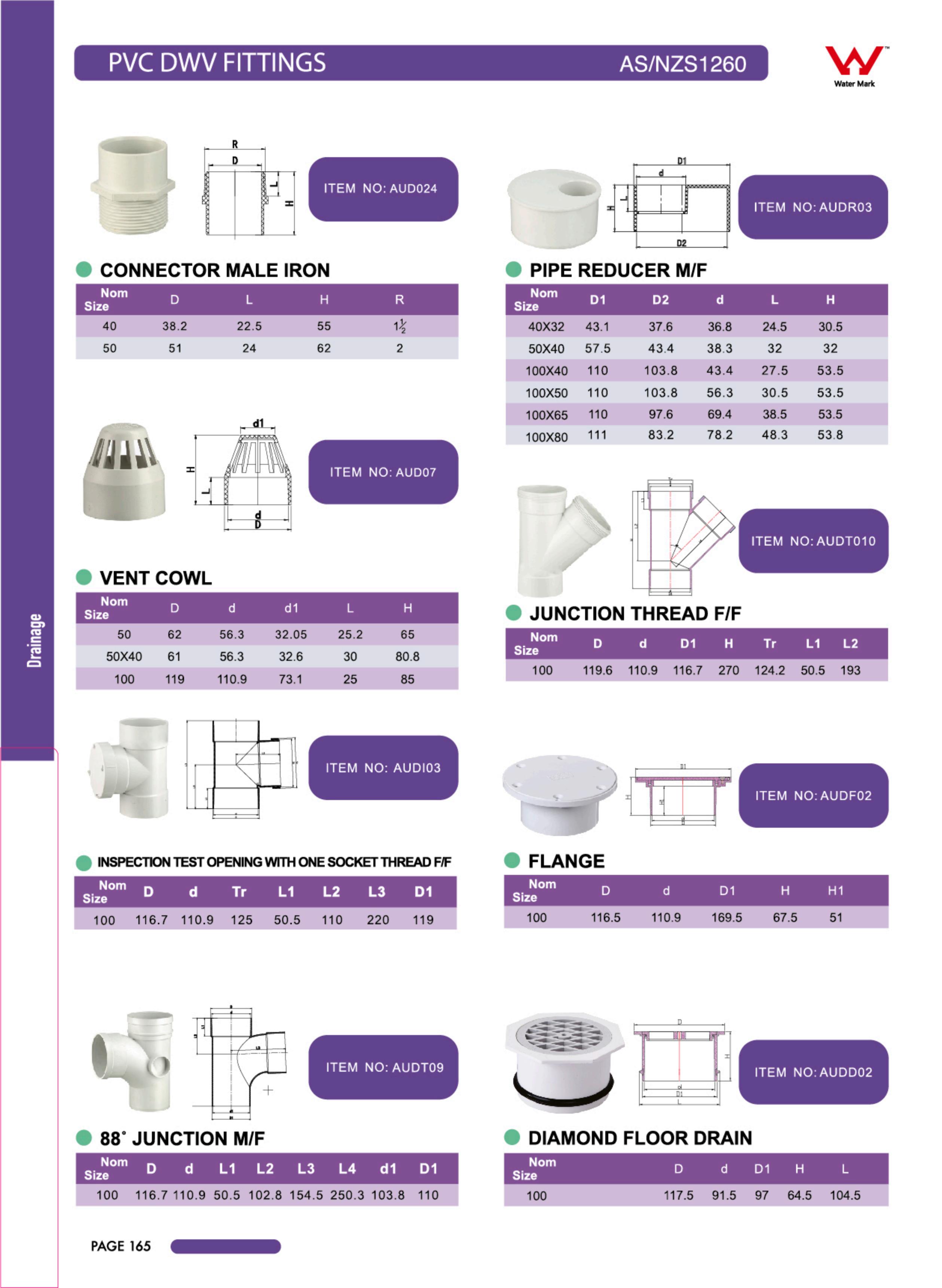 RACCORDS EN PVC DWV COMME NZS1260 6