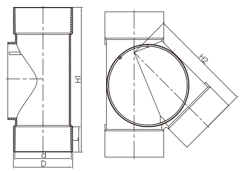 JONCTION D'ACCÈS LATÉRAL 45° GAUCHE GRANDE ROUE F/F