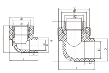 Coude à filetage femelle type S