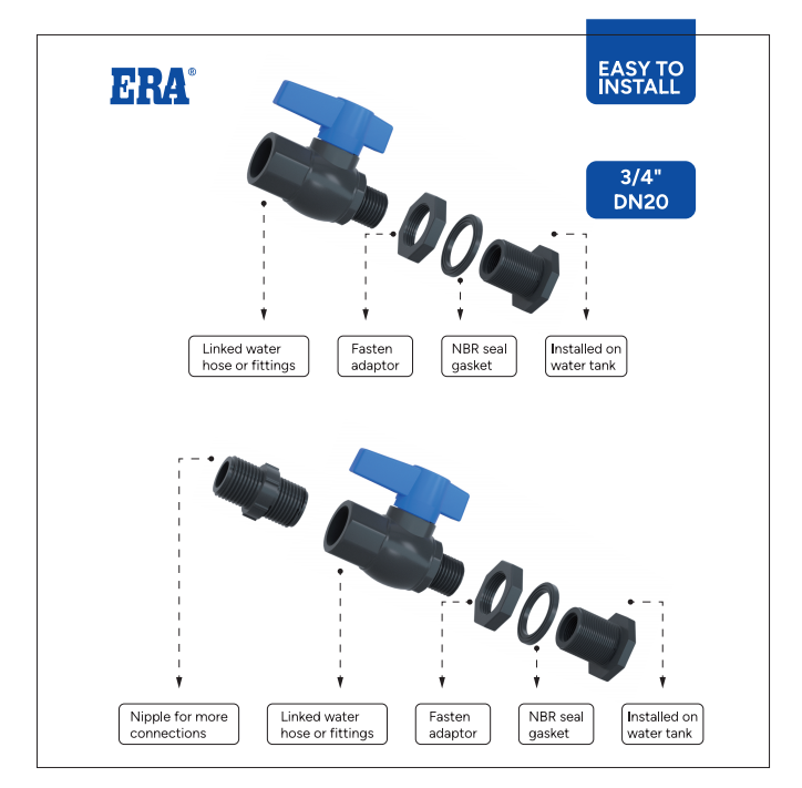 Ensemble de réservoir en PVC ERA 3/4'' 