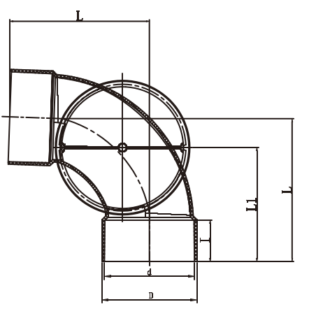 COUDE D'ACCÈS LATÉRAL 88° DROIT GRANDE ROUE F/F