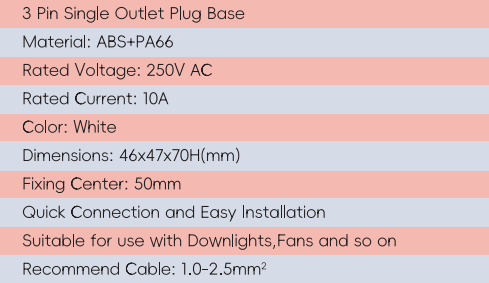 Base de prise &agrave; prise unique GYPB04, 3 broches 