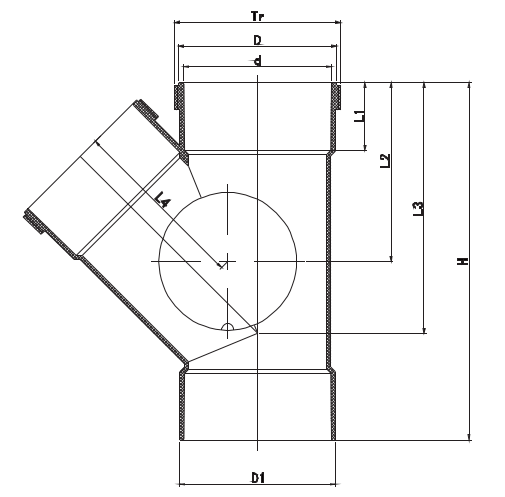 JONCTION D'ACCÈS LATÉRAL 45° GAUCHE F/F