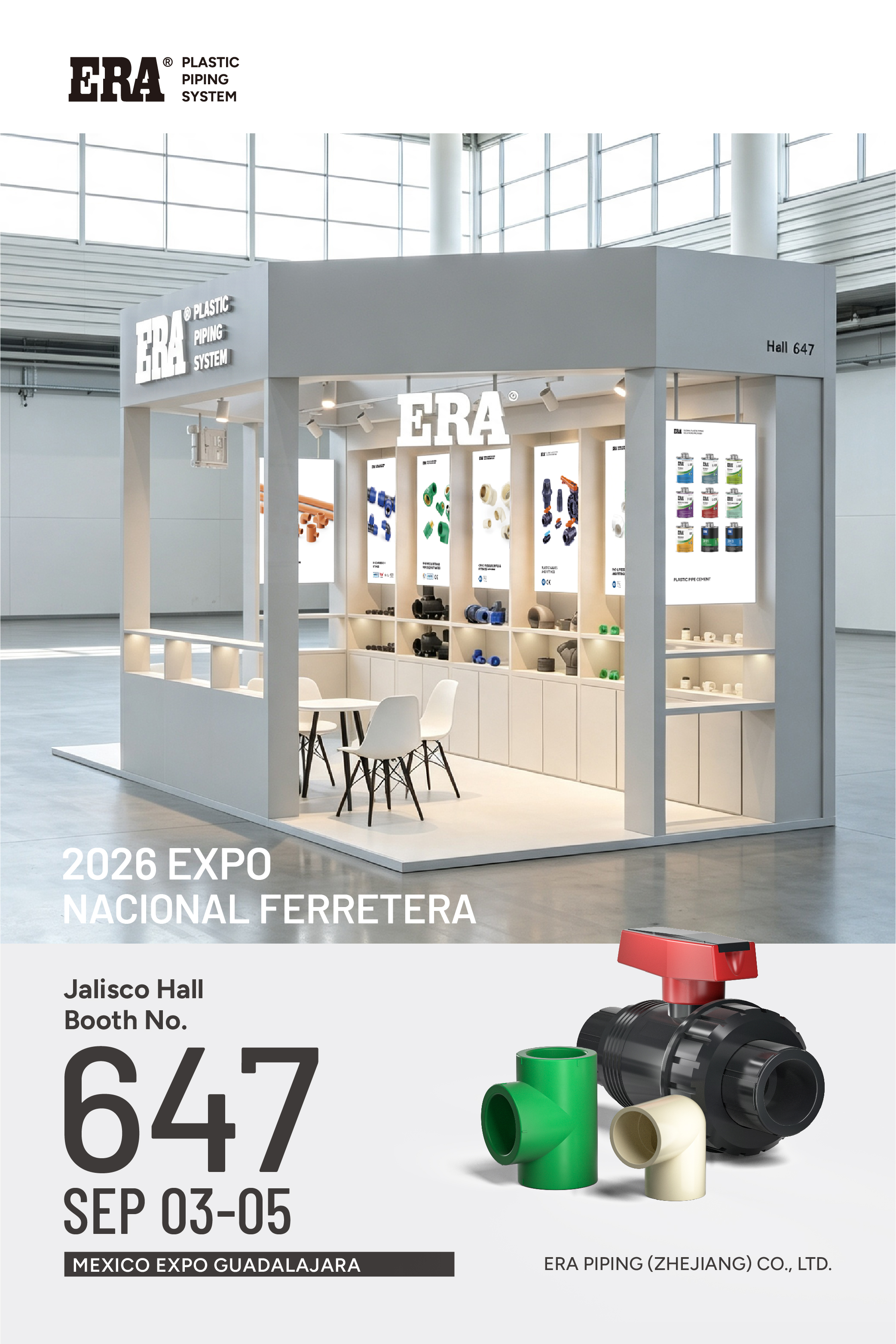 Stand ERA 647 Expo Nacional Ferretera 2026 Syst&egrave;me de tuyauterie en plastique Raccords de tuyauterie en PVC