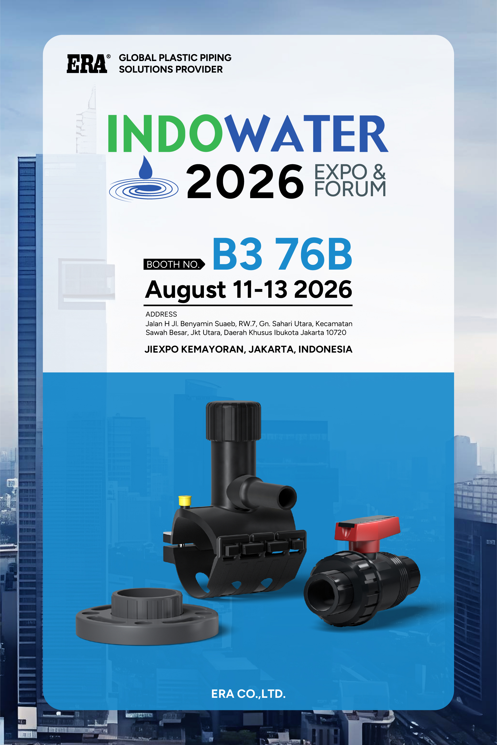 Visitez ERA &agrave; INDO WATER 2026 Jakarta (stand B3 76B, du 11 au 13 ao&ucirc;t)