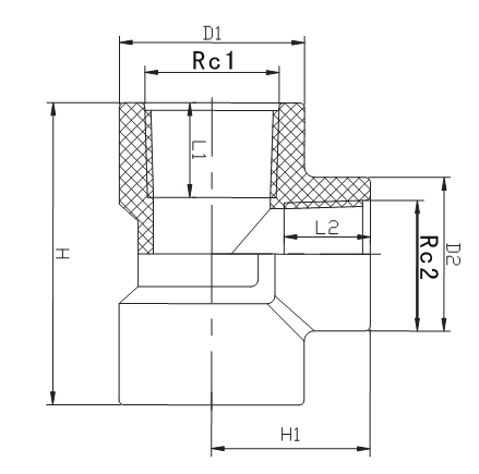 Té réducteur fileté femelle F/F/F