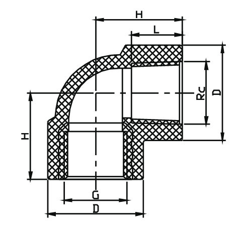 Coude femelle avec laiton TPF009
